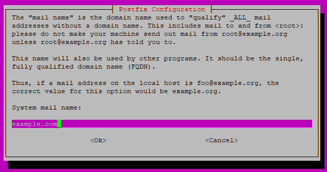 Postfix Screen Configurtion 3