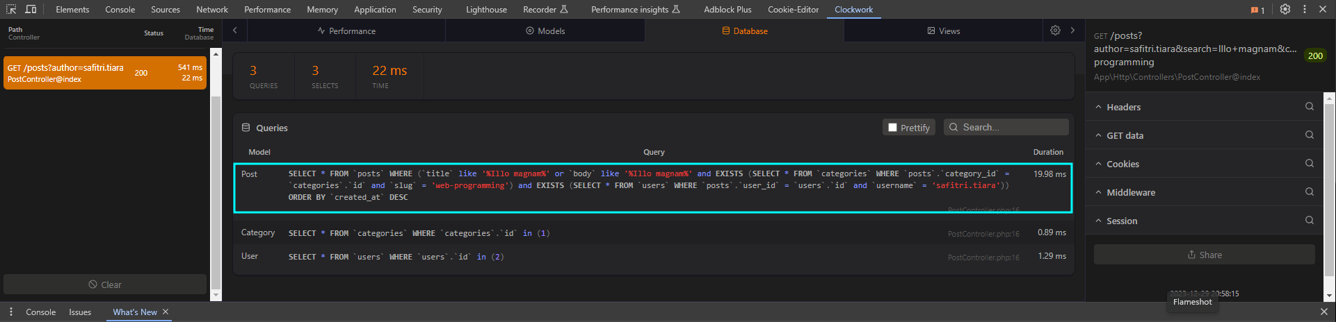 Clockwork Query 3 Filter