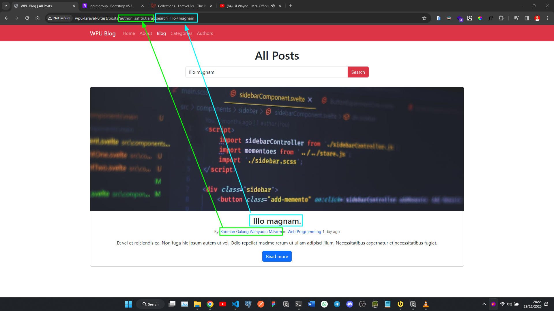 Post Filter Author and Title Implement