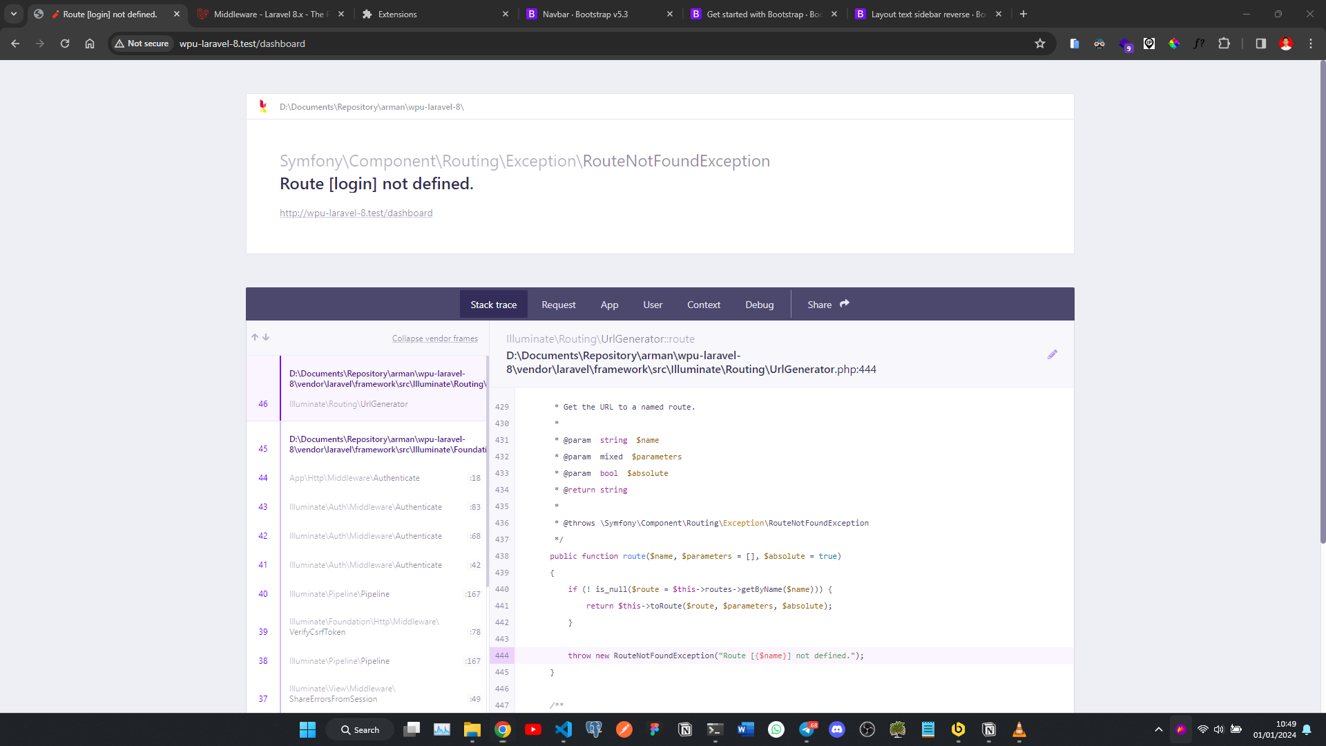 Route Login Not Defined