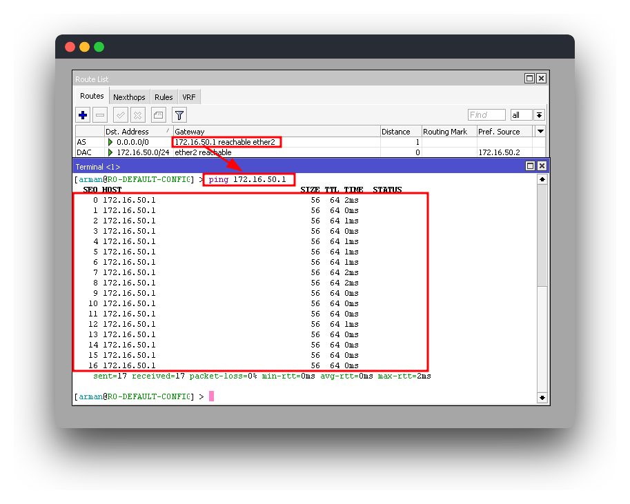 Route List With Ping