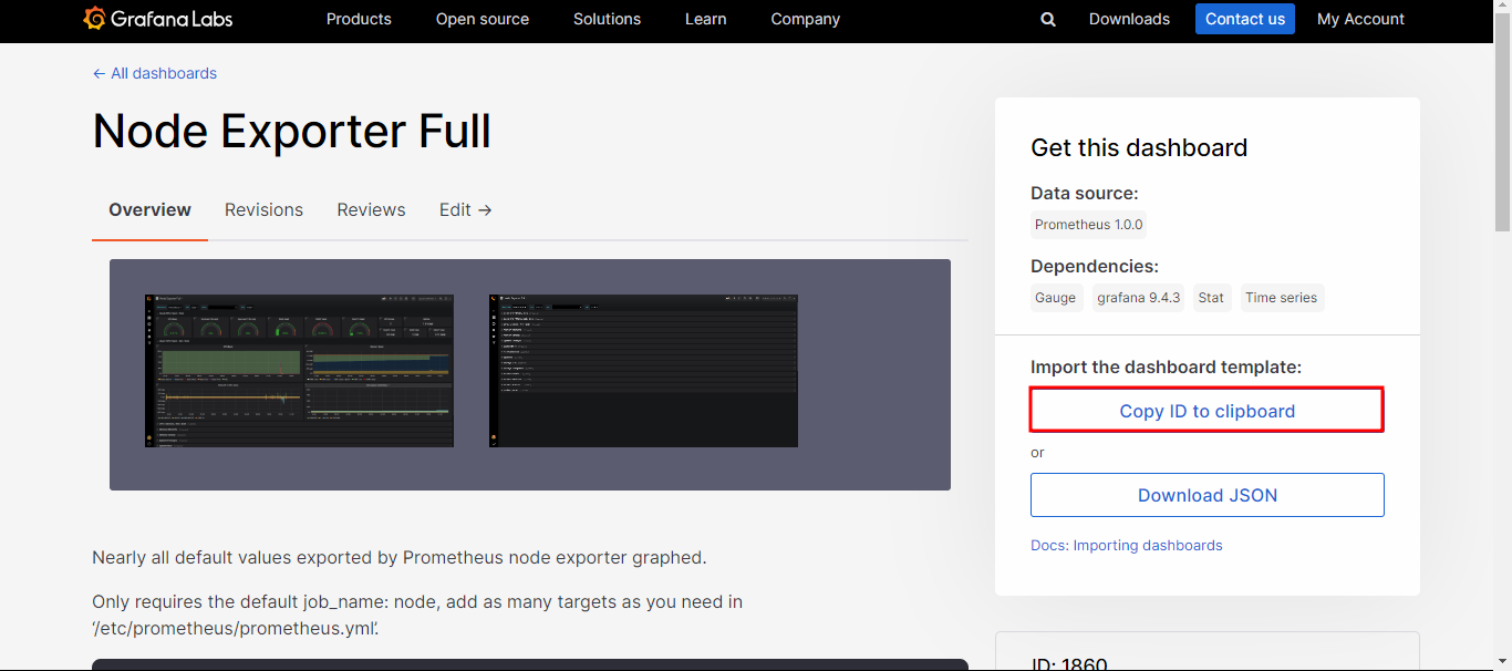 Grafana Copy Id