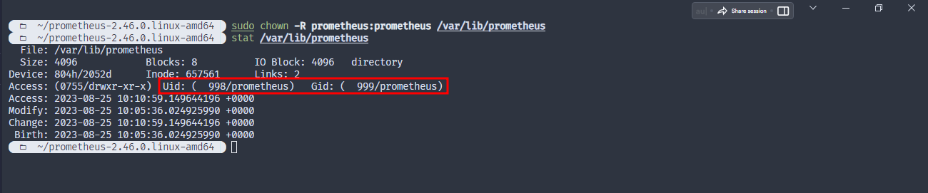 Permission Change Prometheus