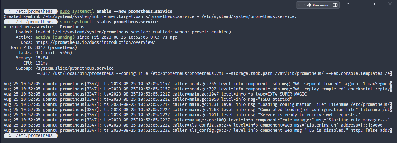 Status Service Prometheus 2