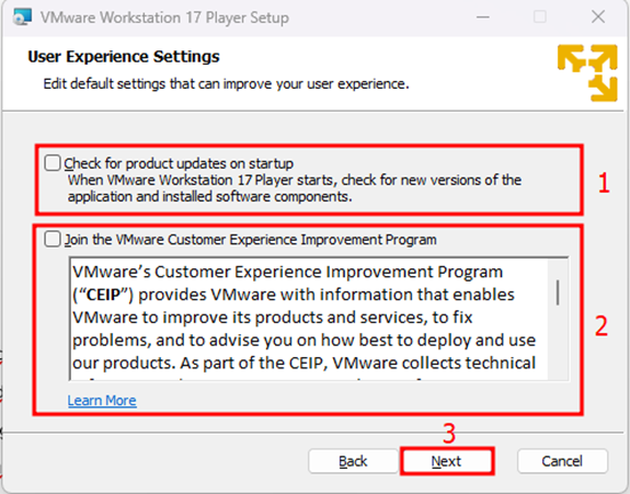 VMware User Experience Settings