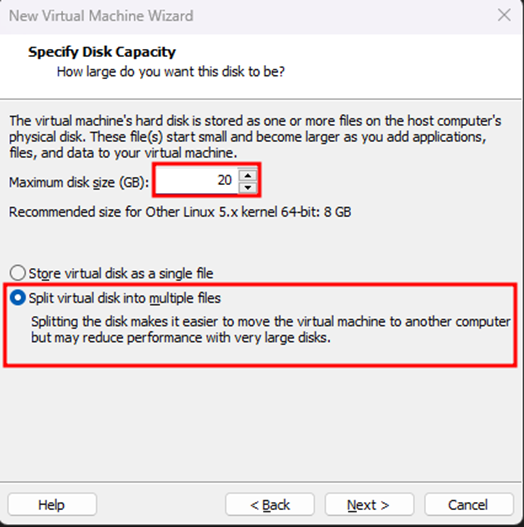 Specify Disk Capacity